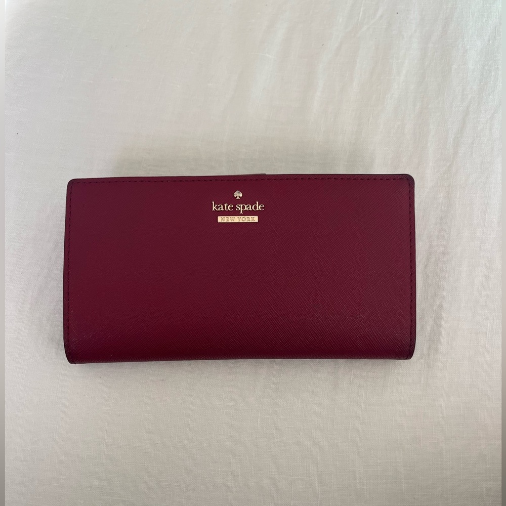 Kate Spade slim bifold wallet red